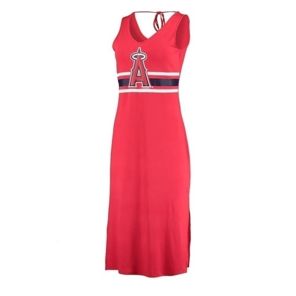 Los Angeles Angels G-III 4Her by Carl Banks Red/Navy Opening Day Maxi Dress - Picture 1 of 13